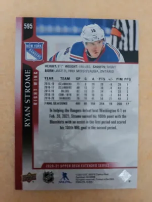Ryan Strome 2020-21 Upper Deck #595 Exclusives #062/100 back